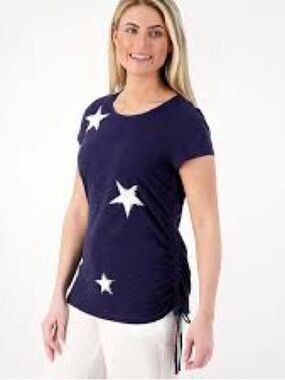 Belle by Kim Gravel Navy Short-Sleeve Tee with White Star Graphics